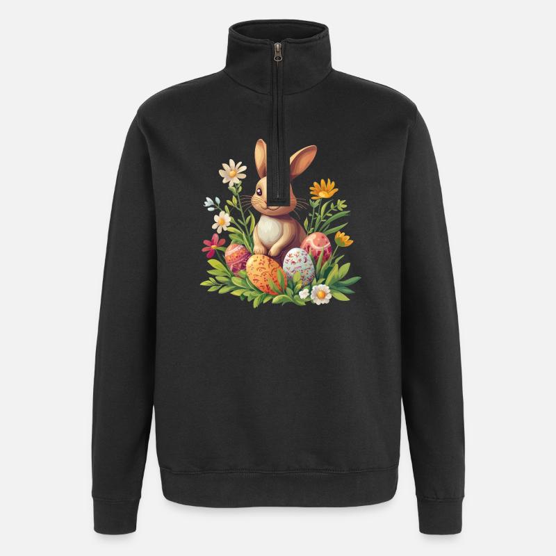 Lapin de Pâques - Sweat à zip 1/4 - noir