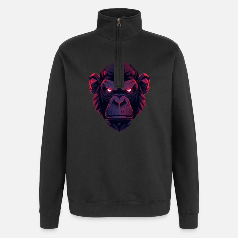 Neon Gorilla Kopfkunst - Quarter-Zip-Sweatshirt - Schwarz