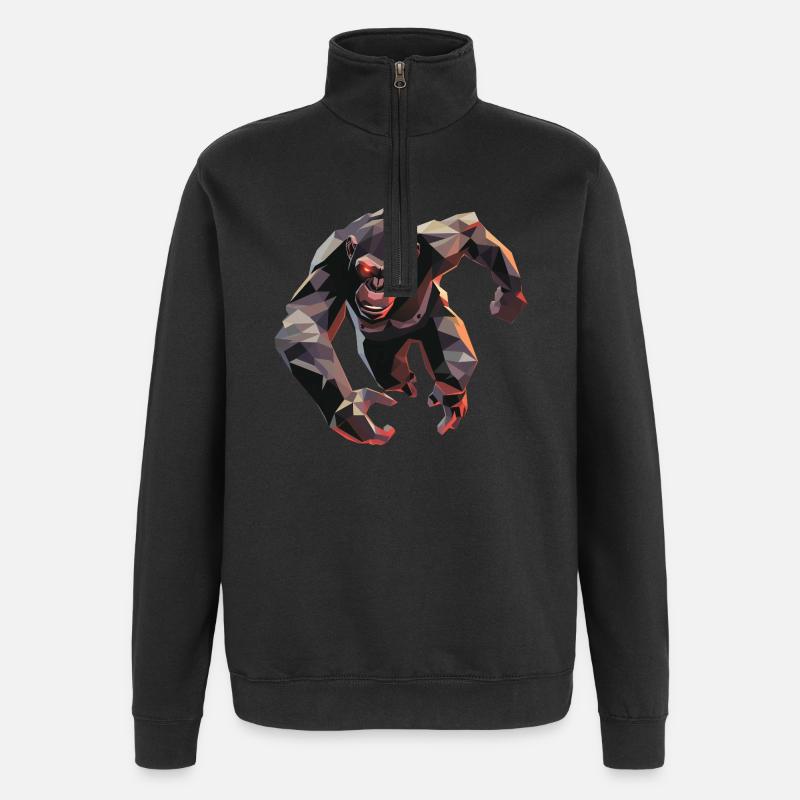 Gorilla im Low Poly Stil - Quarter-Zip-Sweatshirt - Schwarz