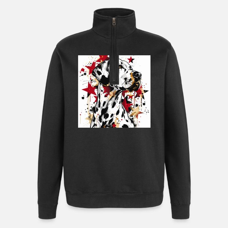 Dalmatian Star Splatter - Quarter-Zip Sweatshirt - black