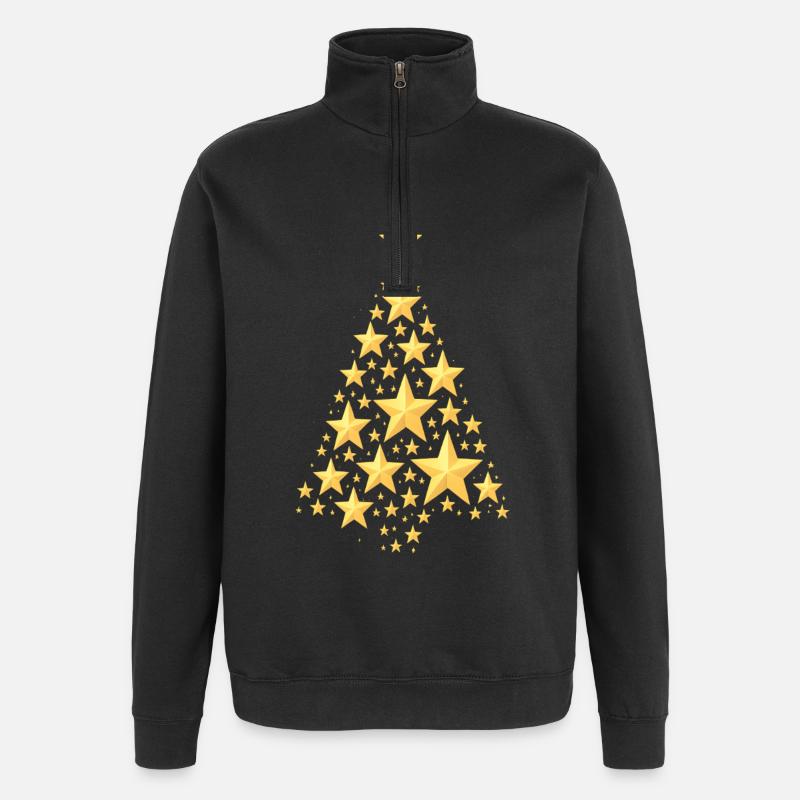 Goldener Sternen-Weihnachtsbaum - Quarter-Zip-Sweatshirt - Schwarz