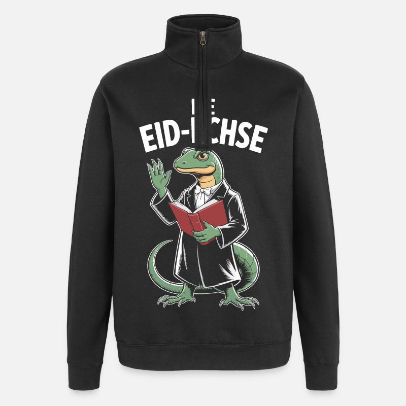 Oath Lizard Funny Justice Motif - Quarter-Zip Sweatshirt - black