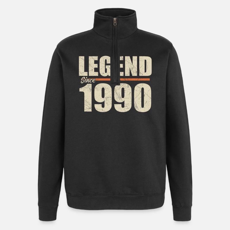 Anniversaire 1990 | Légende depuis 1990 - Sweat à zip 1/4 - noir