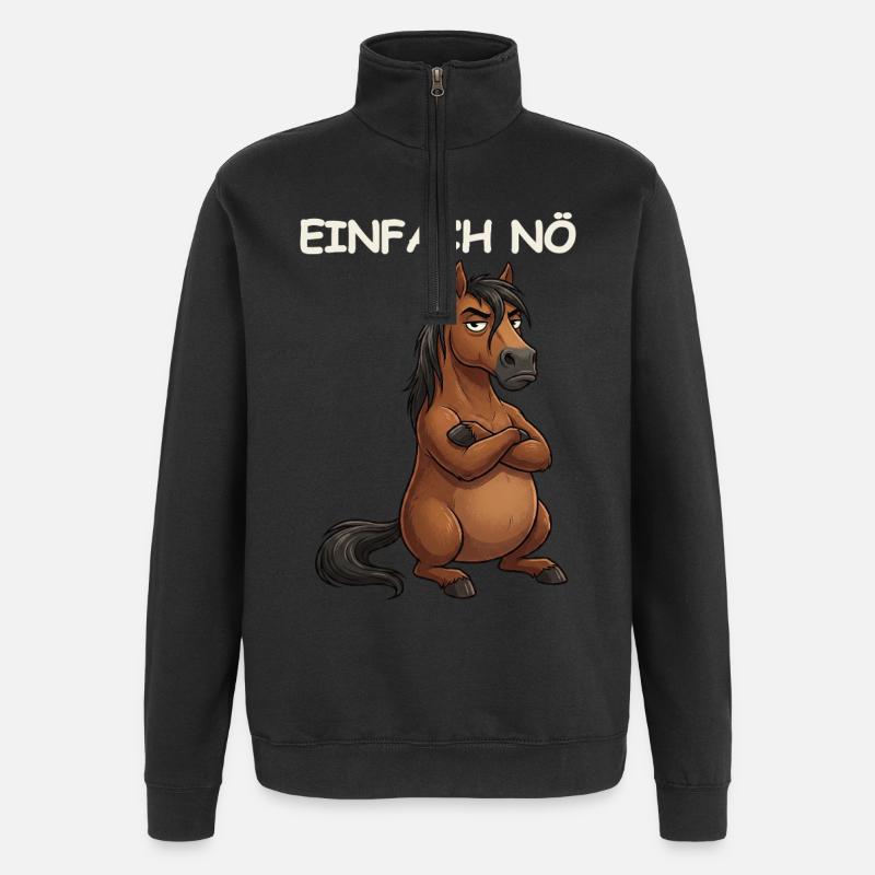 Pferd Lustiger Spruch - Quarter-Zip-Sweatshirt - Schwarz
