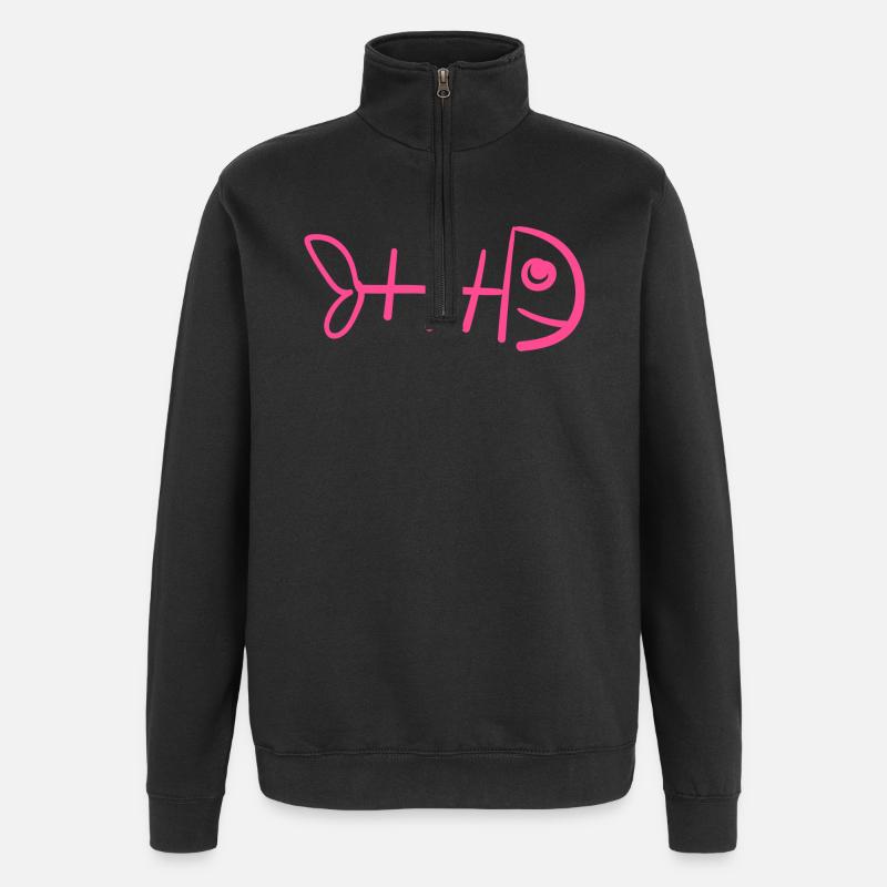 Fischgräte - Lustiges Katzenshirt - Quarter-Zip-Sweatshirt - Schwarz