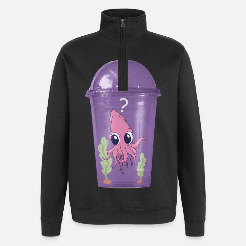 Calmar dans la tasse - Sweat à zip 1/4 - noir