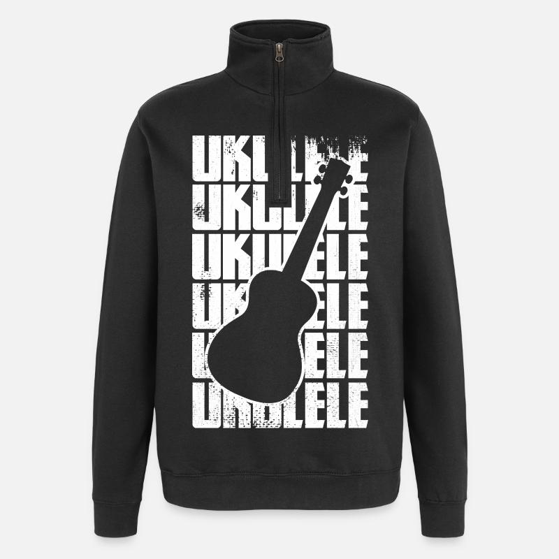 Ukulélé drôle - Sweat à zip 1/4 - noir