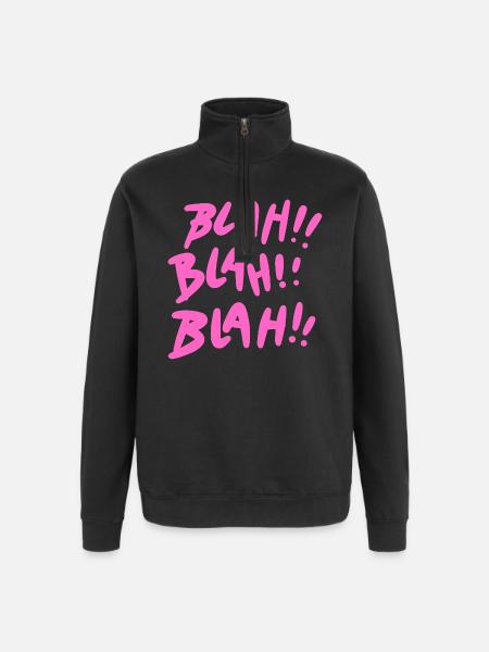 Bla Bla Bla Rose - Sweat à zip 1/4 - noir