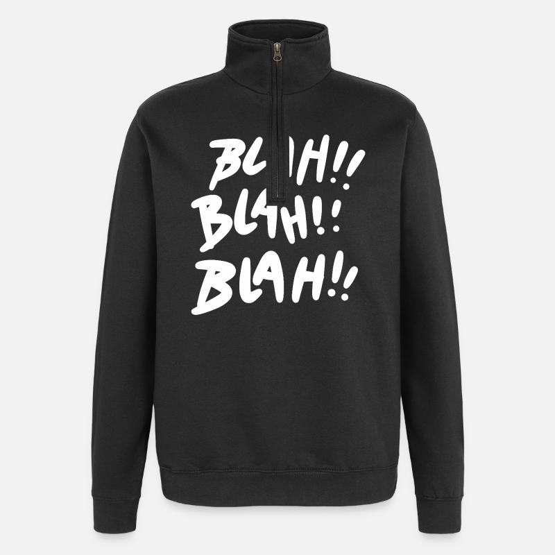 Bla Bla Bla Blanc - Sweat à zip 1/4 - noir