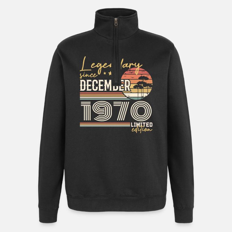 Cadeau 55e Anniversaire Décembre 1970 - Sweat à zip 1/4 - noir