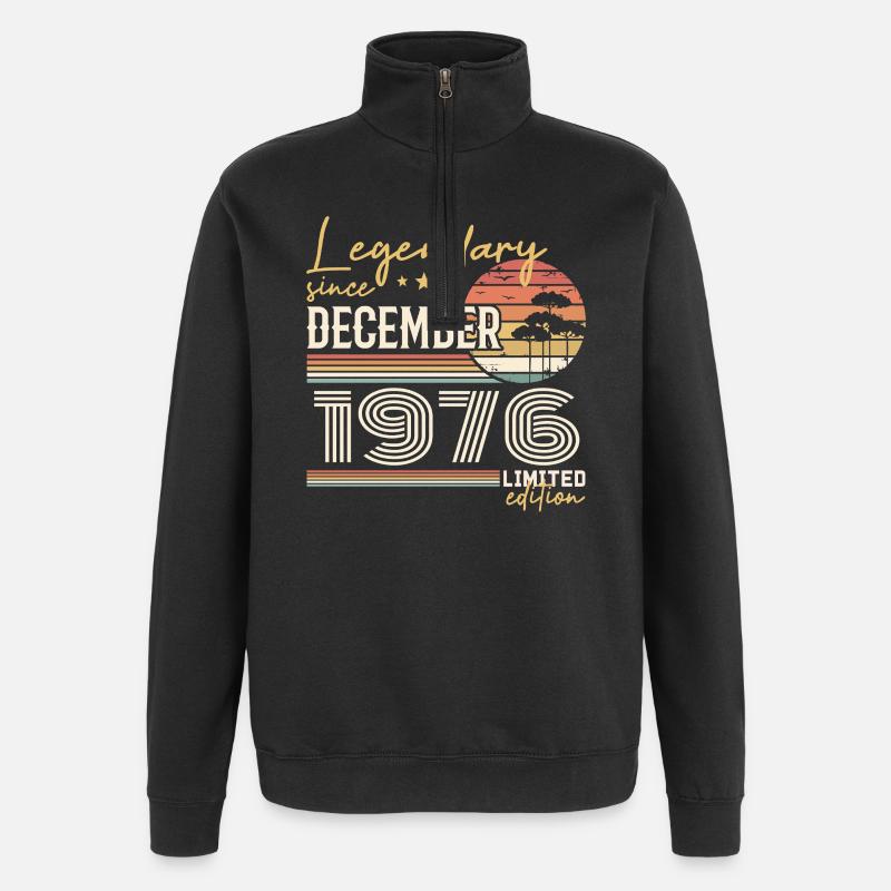 Cadeau 49e Anniversaire Décembre 1976 - Sweat à zip 1/4 - noir