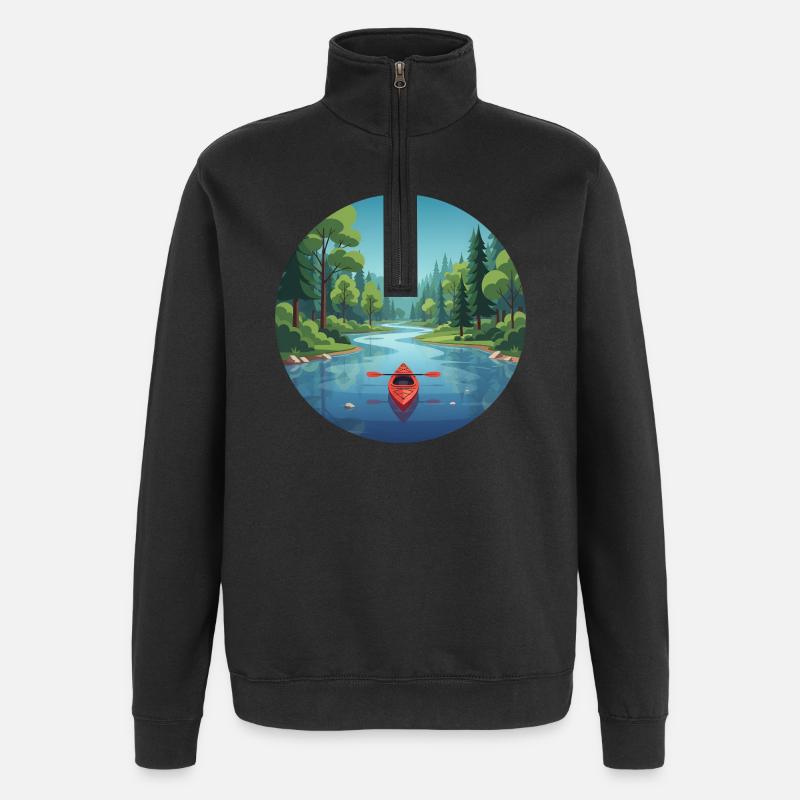 Kanu Kajak Ruderboot Canadier - Quarter-Zip-Sweatshirt - Schwarz