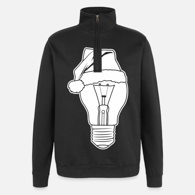 Lampe mit Weihnachtshut - Quarter-Zip-Sweatshirt - Schwarz