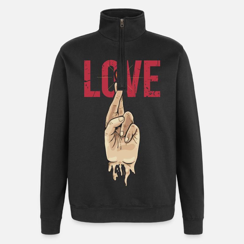 Zeichen der Liebe - Quarter-Zip-Sweatshirt - Schwarz