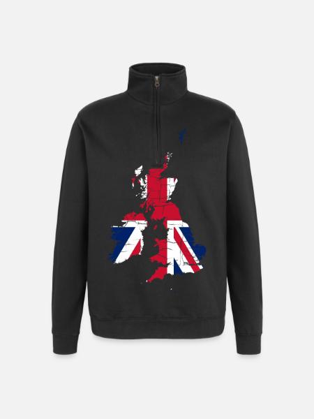 Royaume-Uni Drapeau Paysage Angleterre - Sweat à zip 1/4 - noir