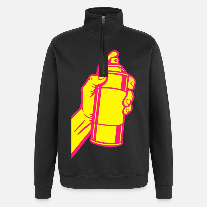 Graffiti Spray Peut Pop Art - Sweat à zip 1/4 - noir