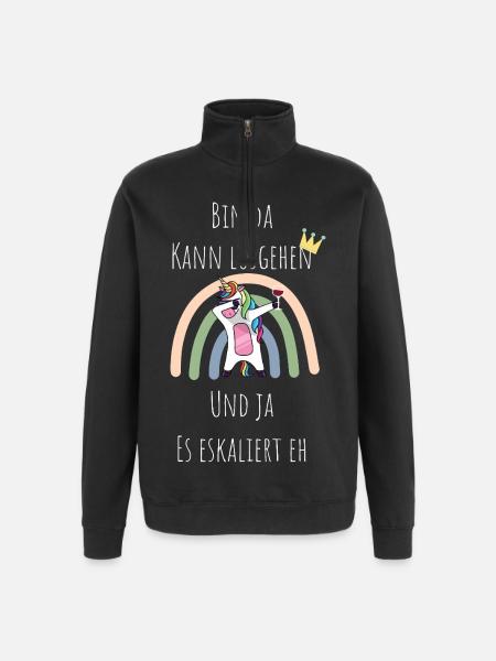 Unicorn Regenbogen Eskalation - Quarter-Zip-Sweatshirt - Schwarz
