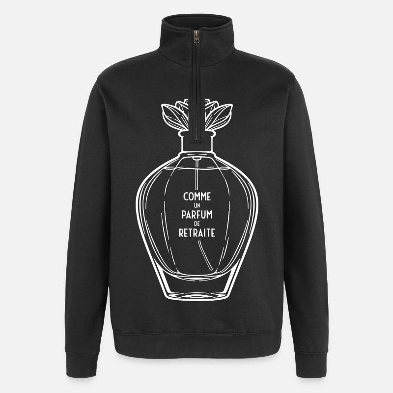 Women's Retirement Perfume (white text) - Quarter-Zip Sweatshirt - black