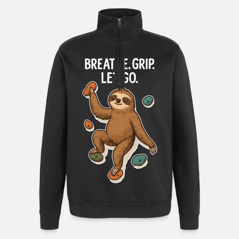 Zen Faultier: Grip Let Go Klettern - Quarter-Zip-Sweatshirt - Schwarz