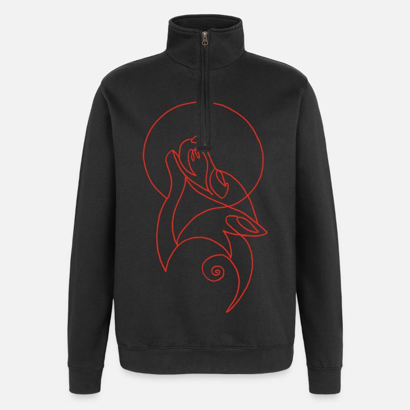Sketch of the red wolf - Quarter-Zip Sweatshirt - black