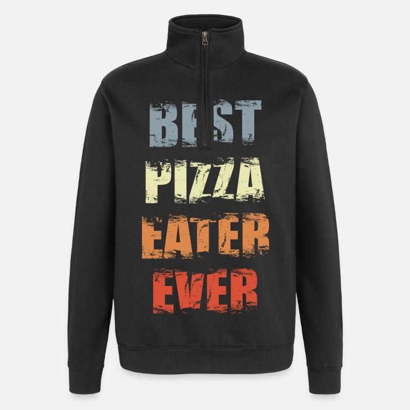 Drôle de mangeur de pizza - Sweat à zip 1/4 - noir