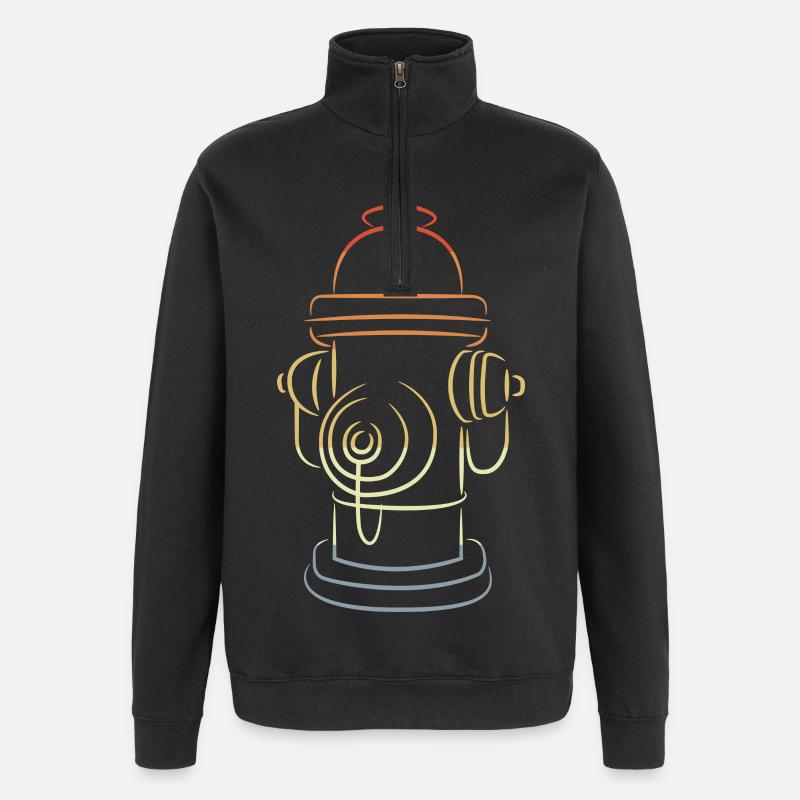 Retro Fire Hydrant - Quarter-Zip Sweatshirt - black