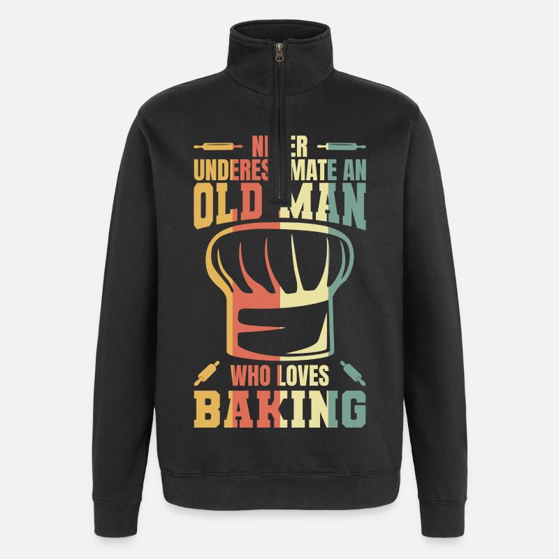 Never underestimate an old baker - Quarter-Zip Sweatshirt - black