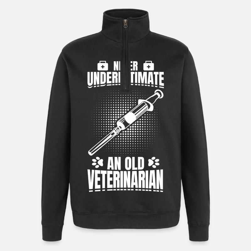 Never Underestimate An Old Veterinarian - Quarter-Zip Sweatshirt - black