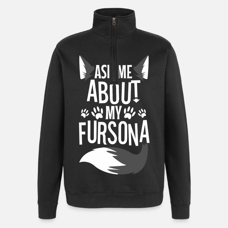 Ask me about my Fursona - Quarter-Zip-Sweatshirt - Schwarz