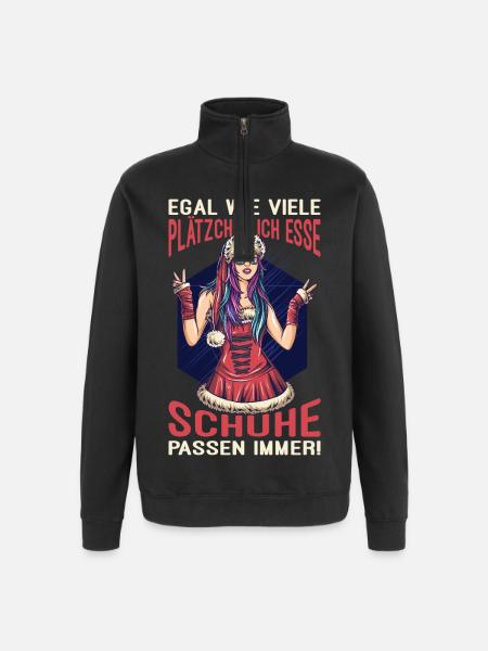 Weihnachtsgeschenk Frauen Plätzchen Lustig Idee - Quarter-Zip-Sweatshirt - Schwarz