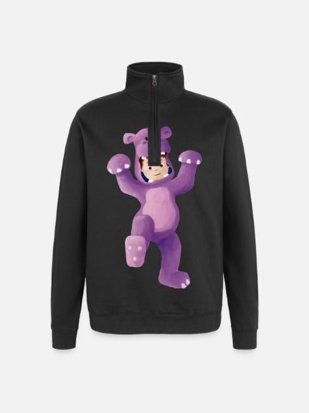 Junge als Nilpferd verkleidet - Quarter-Zip-Sweatshirt - Schwarz