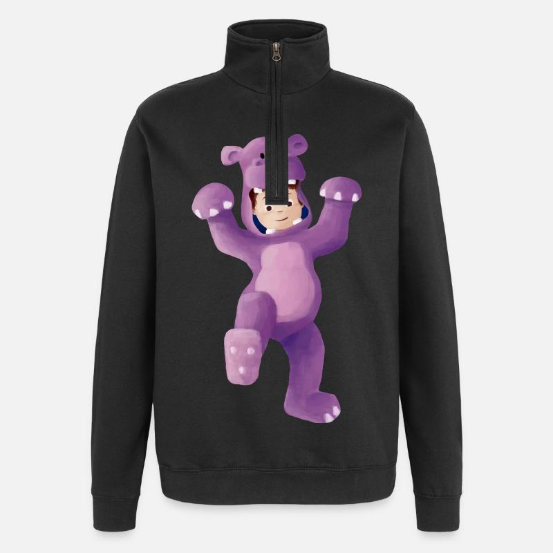 Boy dressed as a hippopotamus - Quarter-Zip Sweatshirt - black