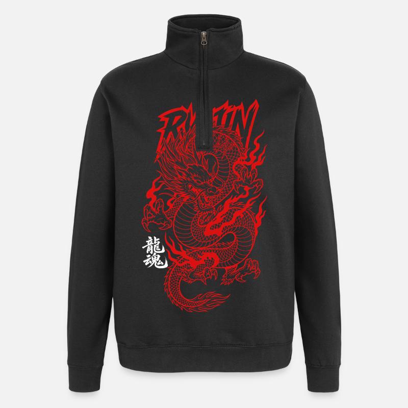 Ryujin asiatischer Drache Schriftzeichen  - Quarter-Zip-Sweatshirt - Schwarz