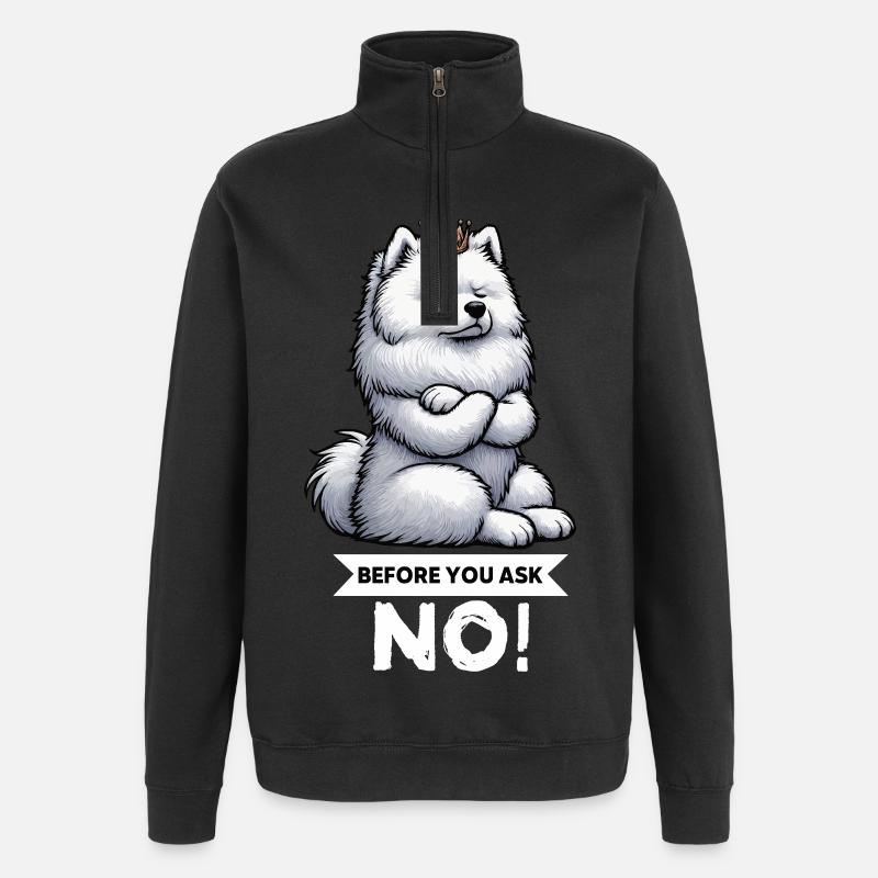 Before You Ask Samojede Samojedenbesitzer - Quarter-Zip-Sweatshirt - Schwarz