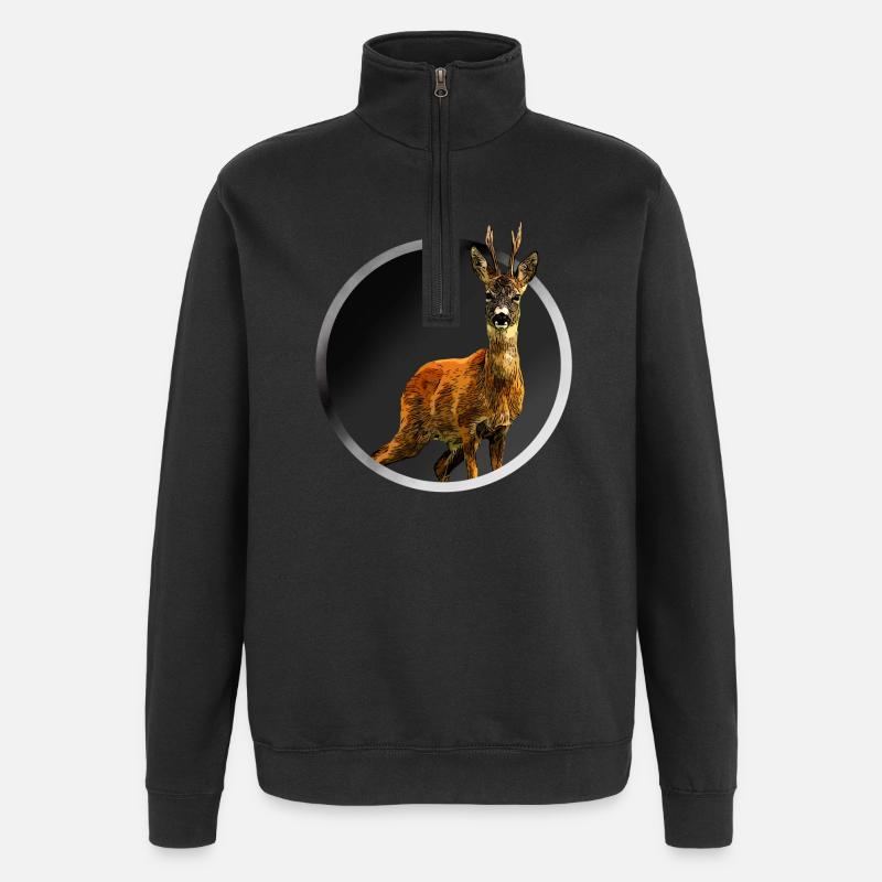 cerf - Sweat à zip 1/4 - noir