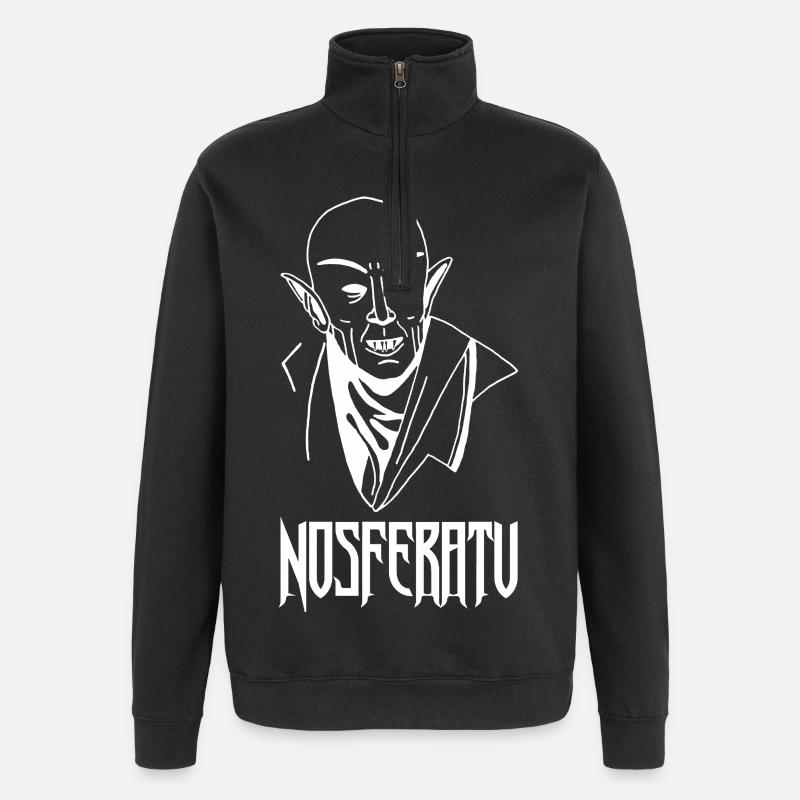 Nosferatu the vampire (white) - Quarter-Zip Sweatshirt - black