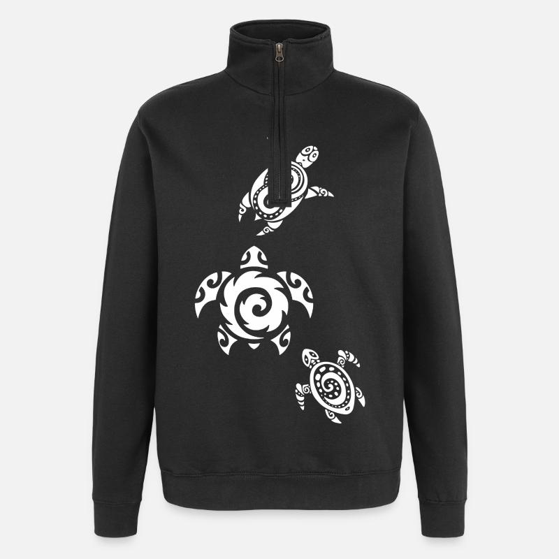 Three Sea Turtles (White) - Quarter-Zip Sweatshirt - black