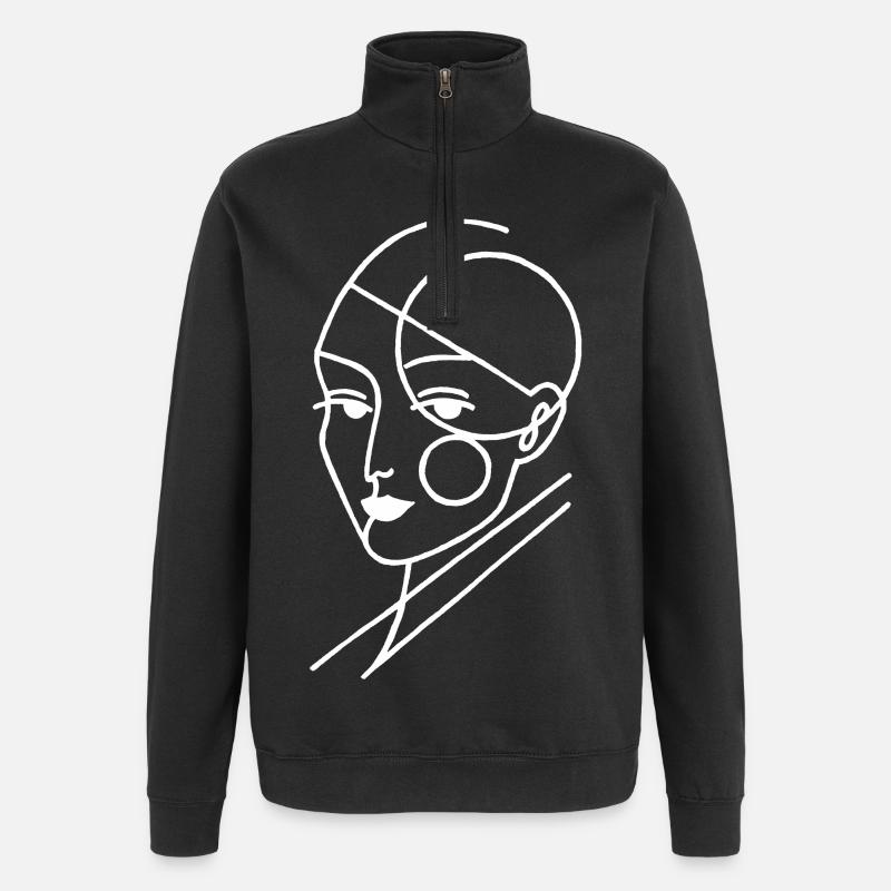 White geometric human - Quarter-Zip Sweatshirt - black