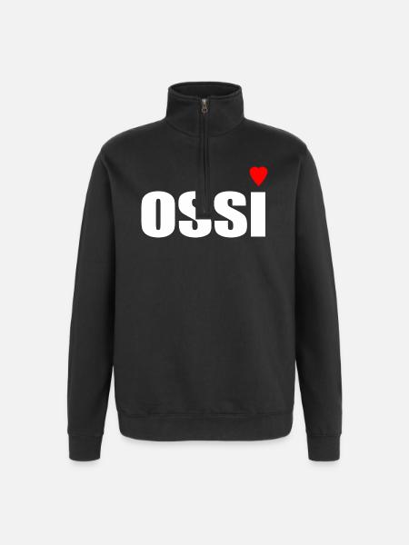 Ossi with heart red - Quarter-Zip Sweatshirt - black