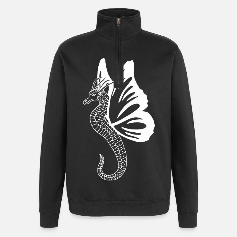 White Butterfly Dragon - Quarter-Zip Sweatshirt - black