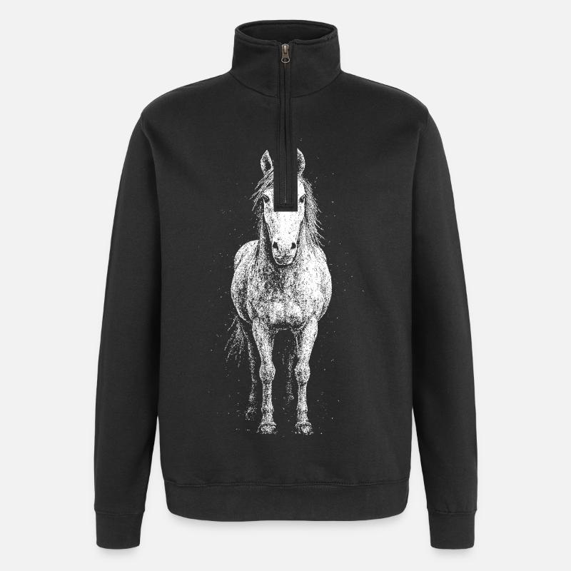 Cheval - Sweat à zip 1/4 - noir
