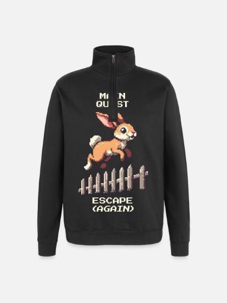 Main Quest Escape | Hasen Ausbruchswitz - Quarter-Zip-Sweatshirt - Schwarz