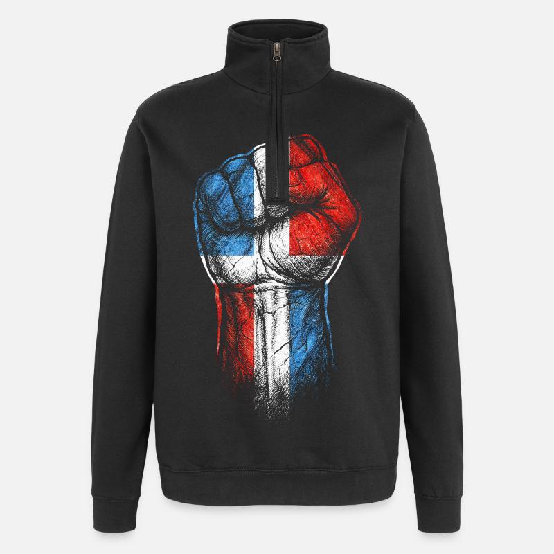 Dominikanisch - Quarter-Zip-Sweatshirt - Schwarz