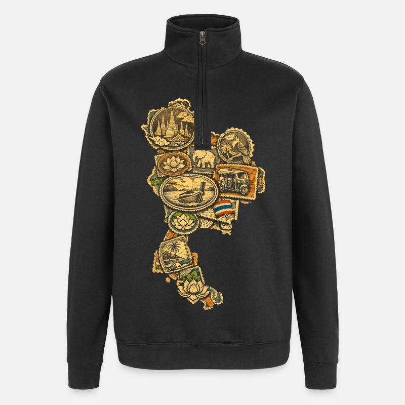 Thailand Thai Pride - Quarter-Zip-Sweatshirt - Schwarz