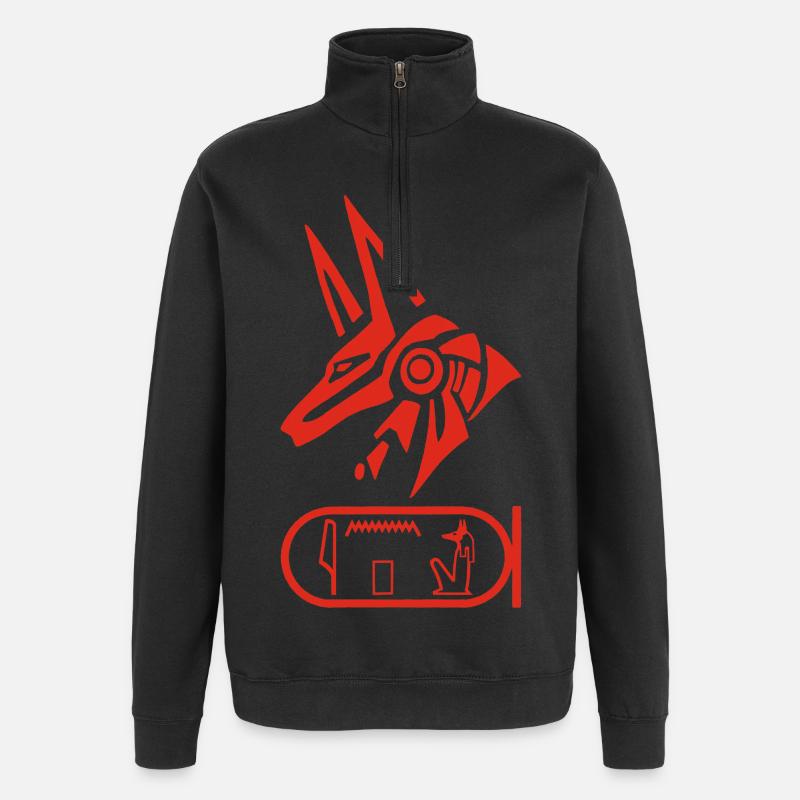Gott Anubis (rot) - Quarter-Zip-Sweatshirt - Schwarz