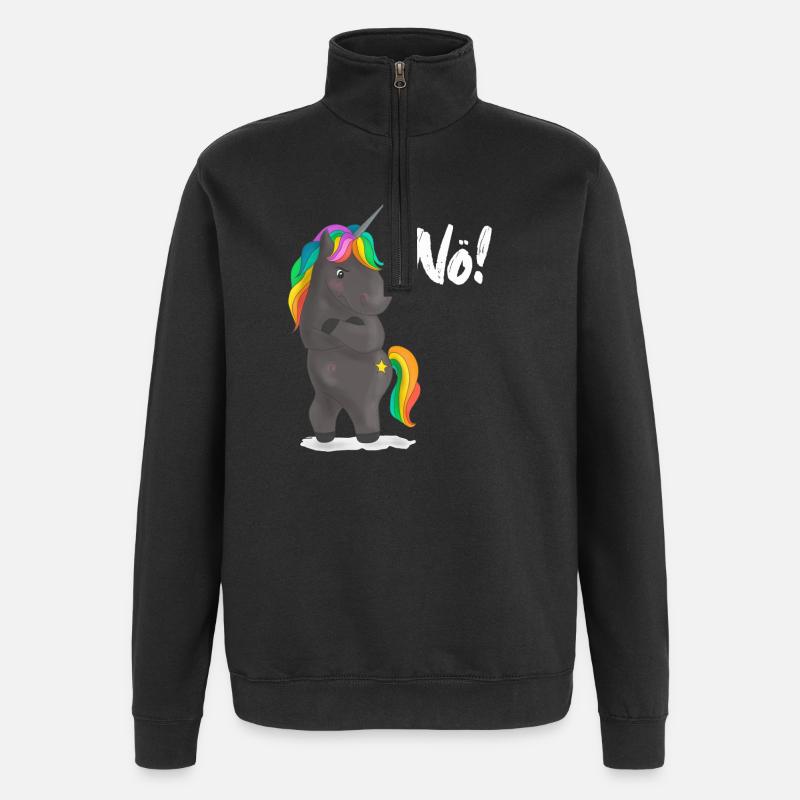 Verärgerter Regenbogen-Pony mit Witz - Quarter-Zip-Sweatshirt - Schwarz