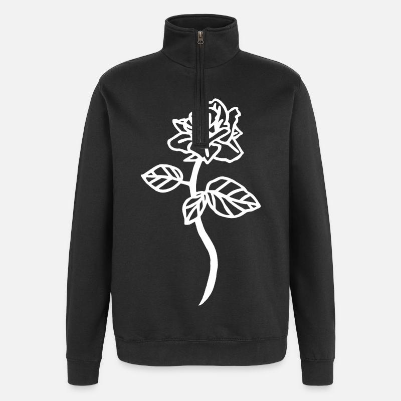 Den hvite rosen - Collegegenser med 1/4 glidelås - svart
