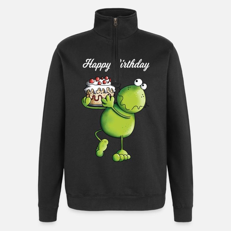 Grenouille d'anniversaire - Sweat à zip 1/4 - noir