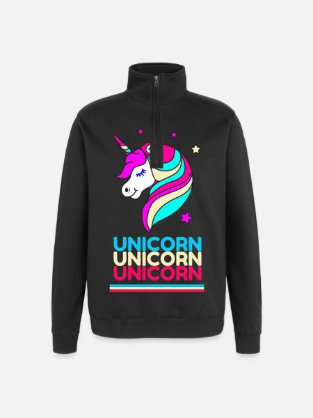 Unicorn Unicorn Unicorn - Quarter-Zip Sweatshirt - black