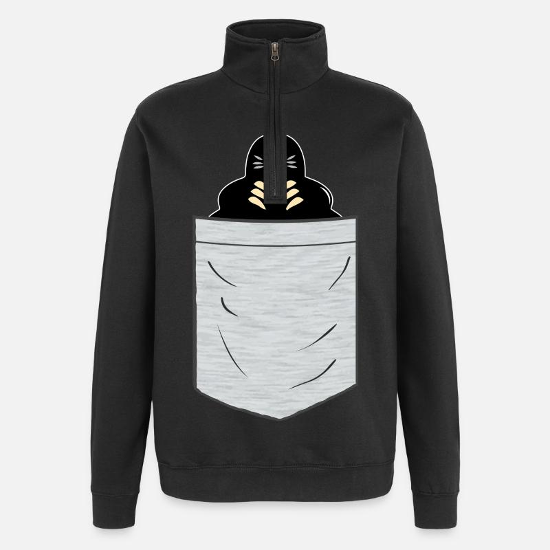 Maulwurf Brusttasche - Quarter-Zip-Sweatshirt - Schwarz